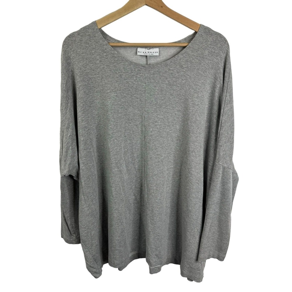 bryn WALKER Blouse Women‎ Sz XS Long Sleeve Gray Crew neck
